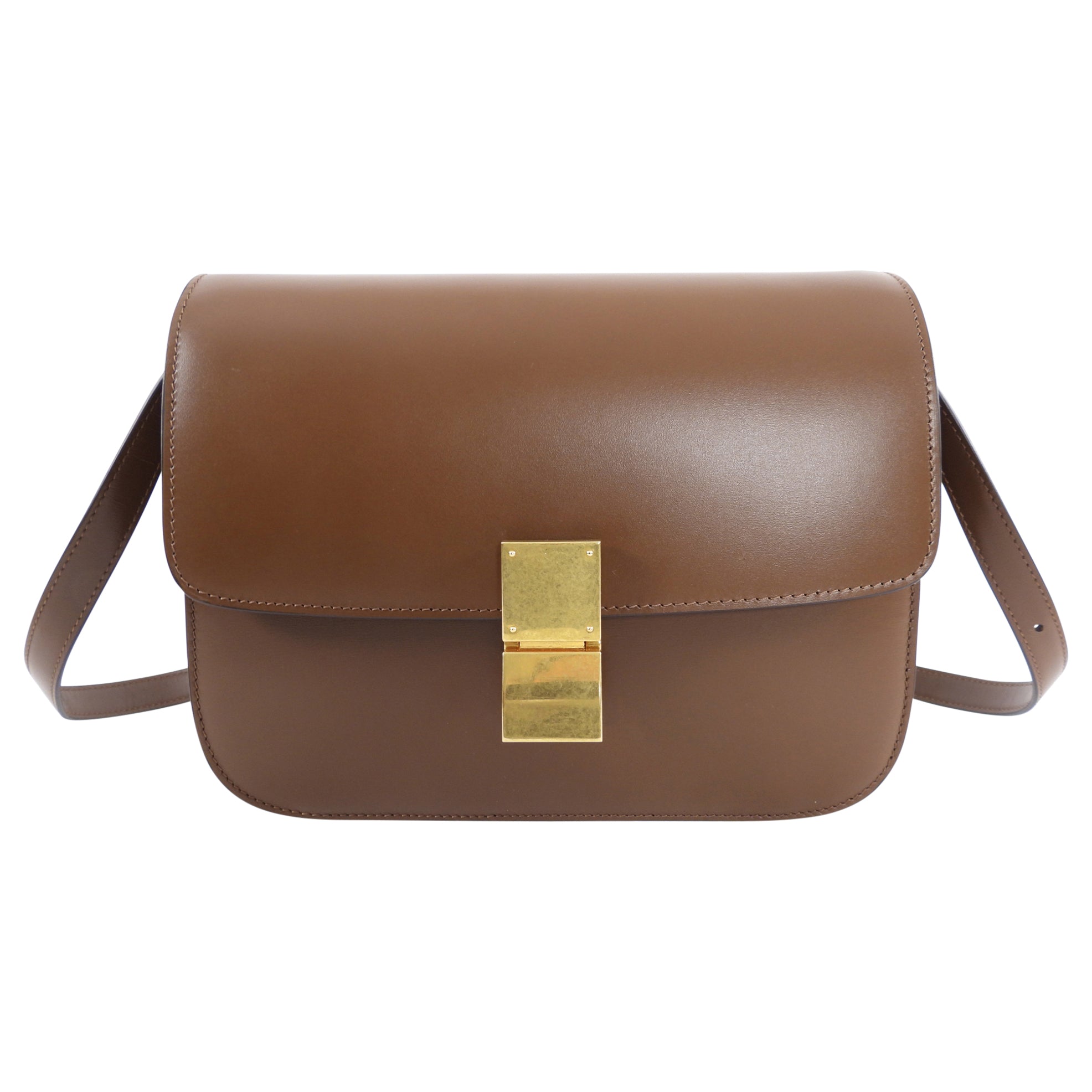 Celine Medium Classic Box Bag in Camel Brown - Timeless Luxury Handbag for Women, Perfect for Work, Travel & Everyday Elegance