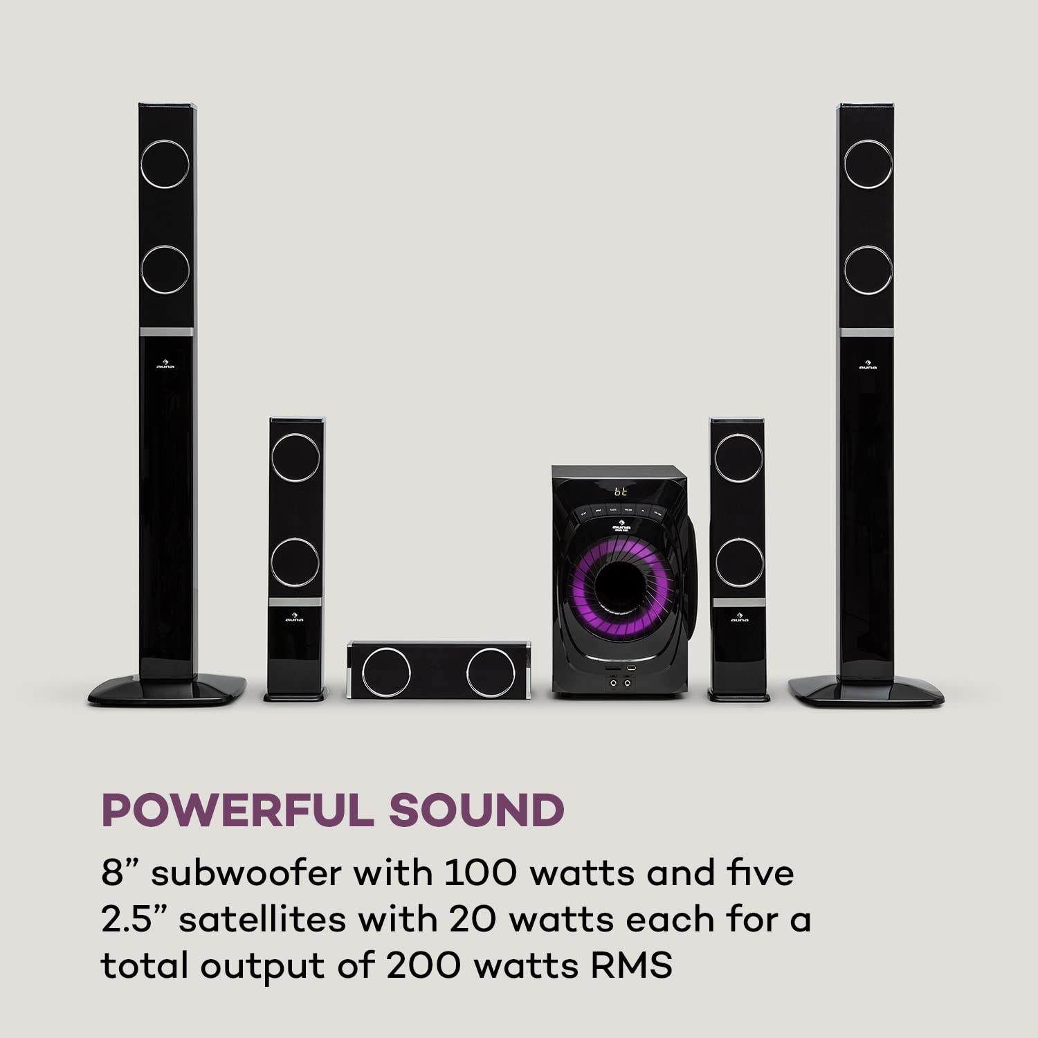 auna Areal 825 5.1 Channel Home Theater System - 200W RMS Power, 8