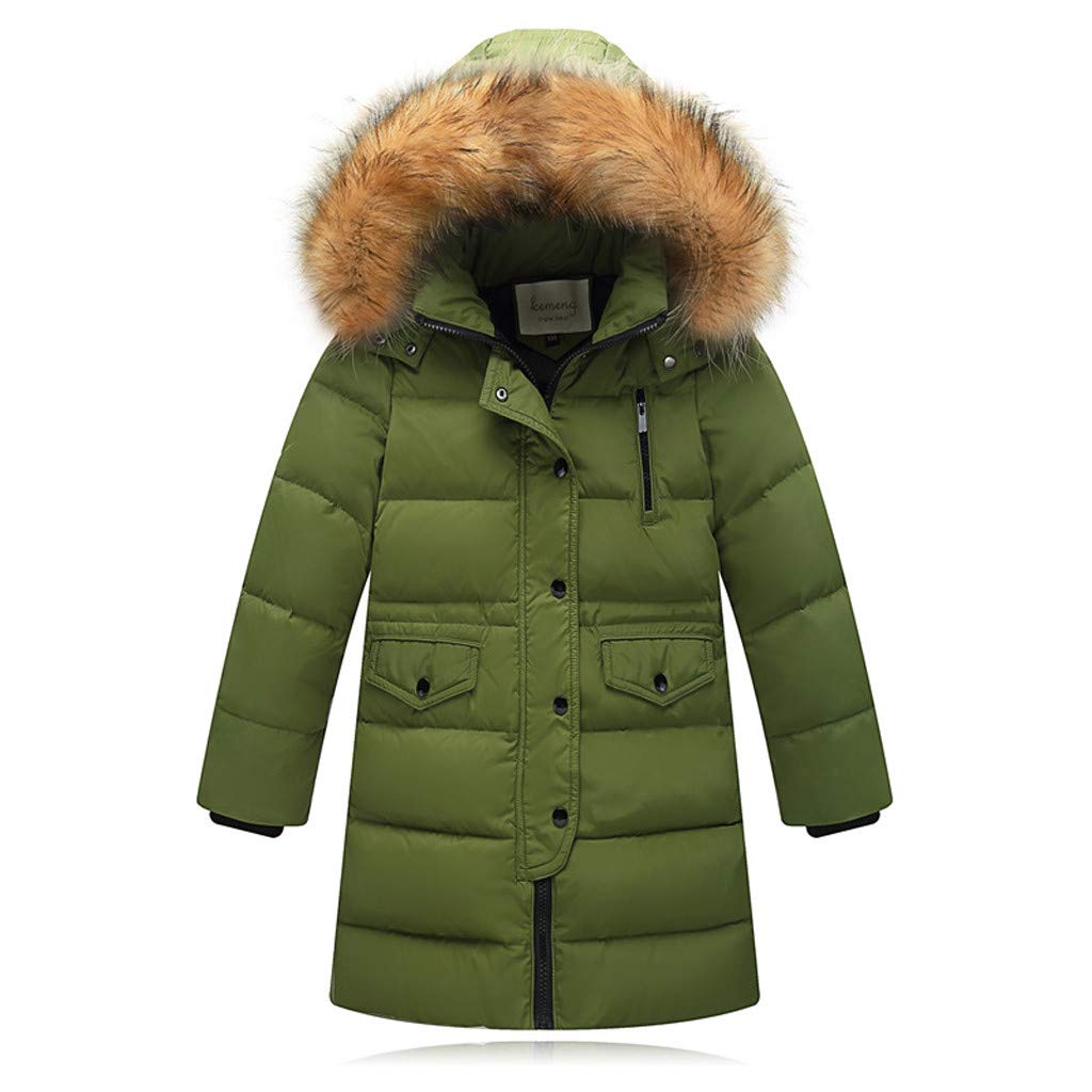 WOCACHI Girls Down Parka Jacket - Removable Hooded Winter Coat for Little & Big Girls, Warm Puffer Jacket with Long Tunic Style - Perfect for Snow Days, School & Outdoor Winter Activities