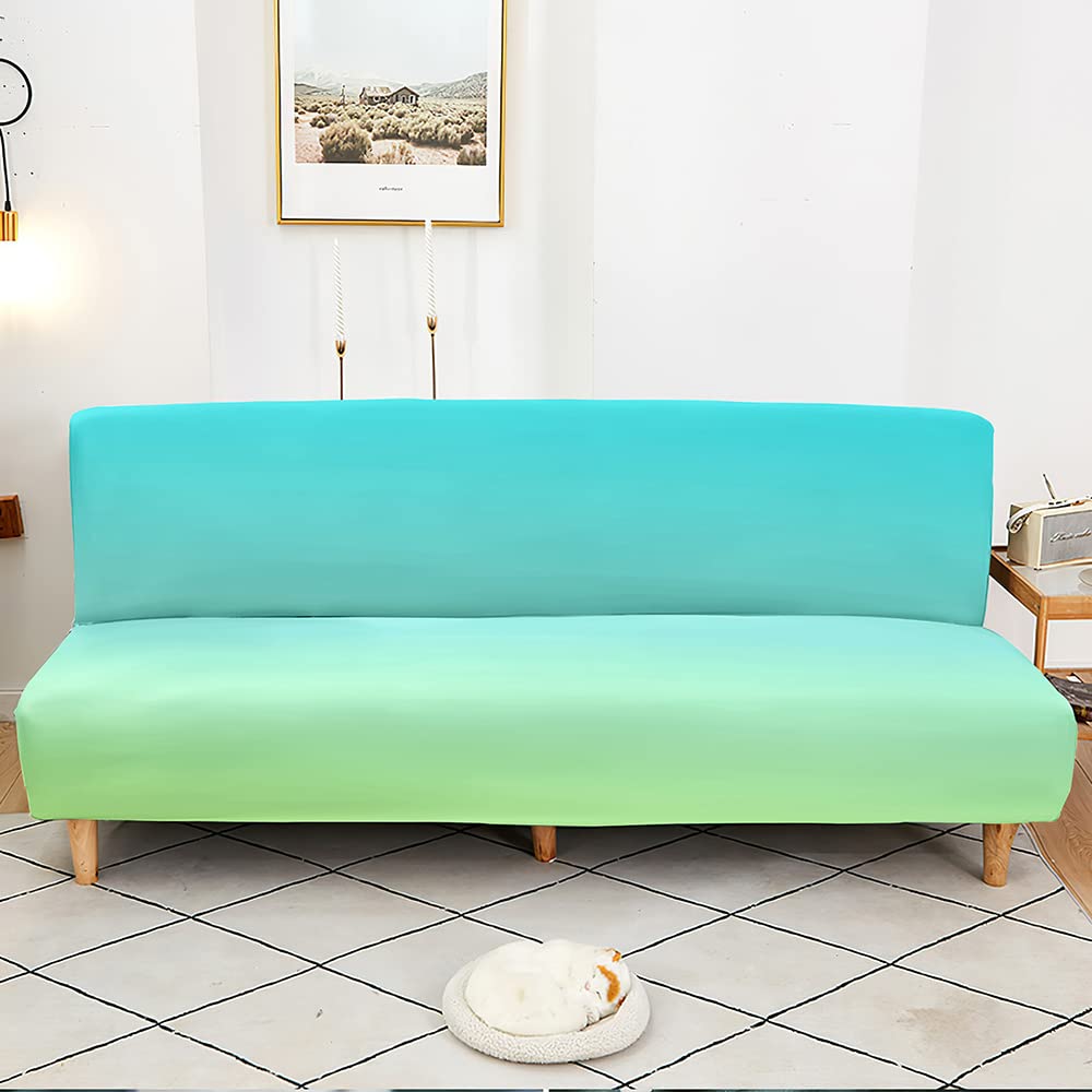 Stretch Futon Cover Full Size, Soft Washable Slipcover with Elastic Bottom - Mint Green for Living Room & Dorm
