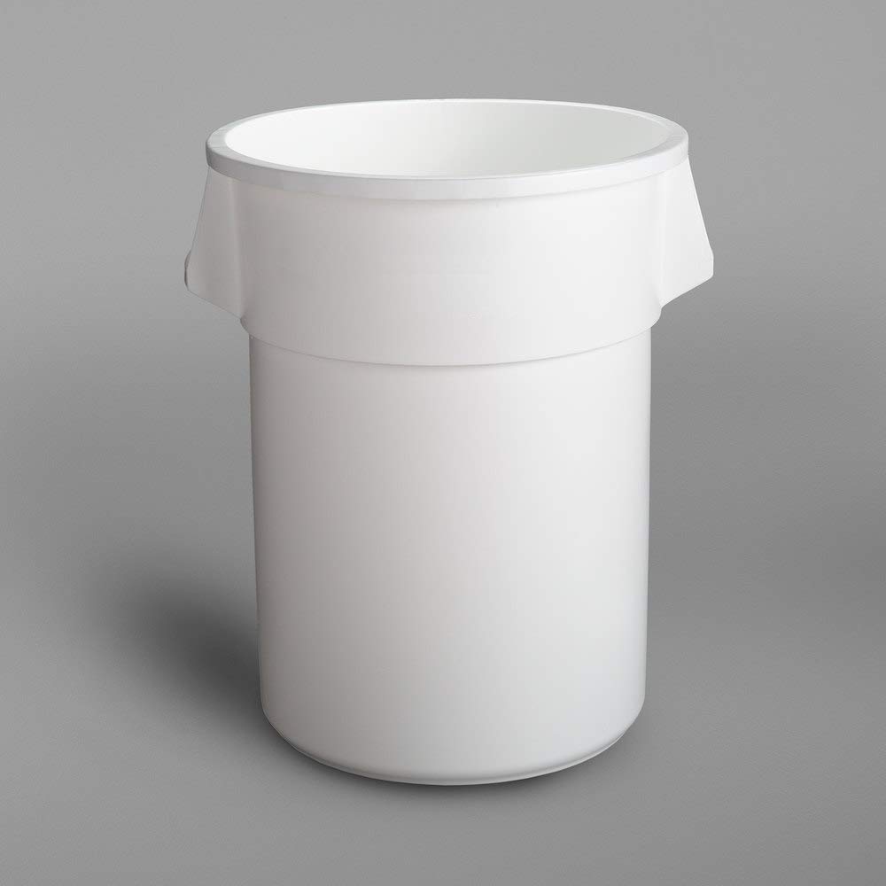PRO&Family 220 Qt (55 Gallon / 208 Liter) White Round Commercial Trash Can - Heavy Duty Kitchen Garbage Bin, Recycling & Waste Container for Restaurants, Catering, Food Service & Home Use