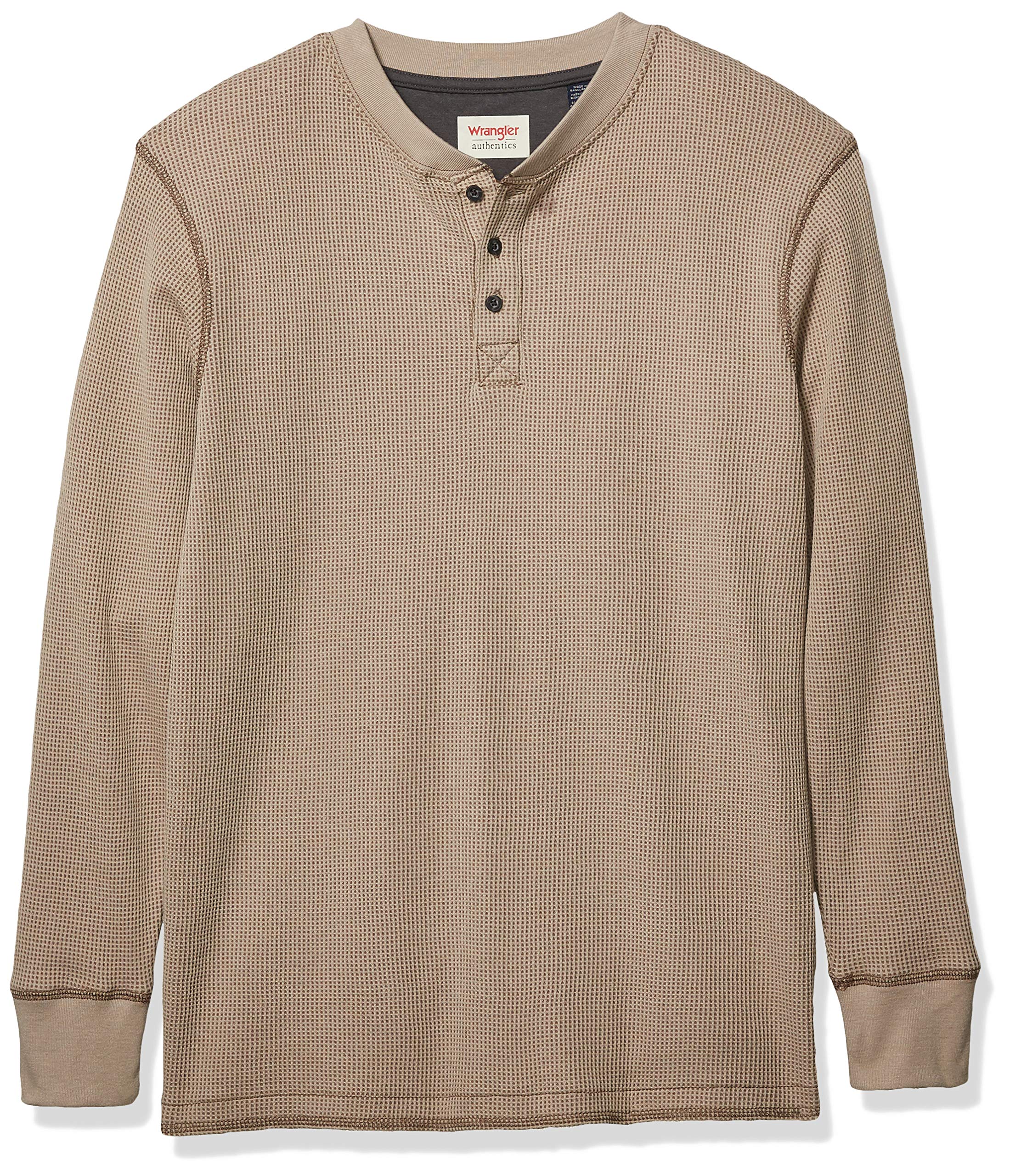 Wrangler Authentics Men's Long Sleeve Waffle Henley Shirt - Comfortable Thermal Crewneck Top for Casual Wear, Outdoor Activities & Layering in Cold Weather