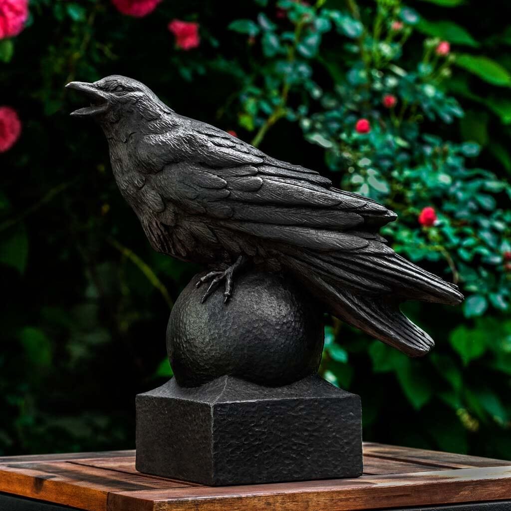 Campania International Corvus Statue - Handcrafted Garden Decor, Roman-Inspired Outdoor Statue for Patio, Yard & Landscape Design