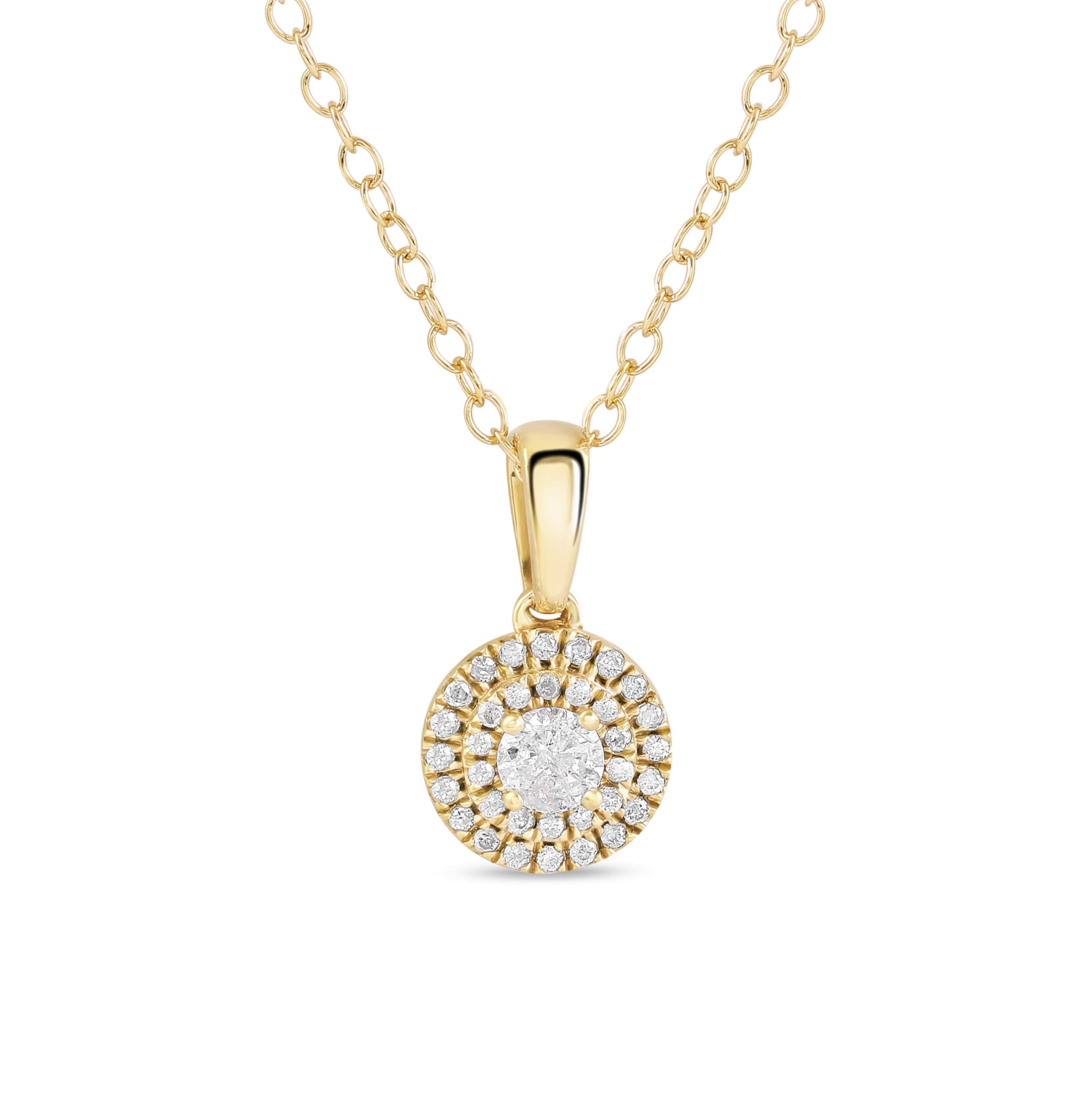 1/4 CT.TDW Sterling Silver Diamond Halo Pendant Necklace for Women - Rhodium Plated Elegant Jewelry Gift for Her, Anniversary, Birthday & Special Occasions | Labella