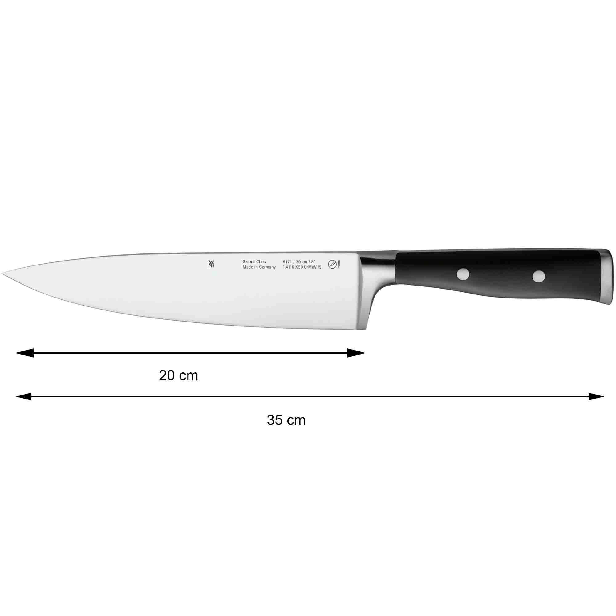 Premium WMF 3-Piece Stainless Steel Grand Class Kitchen Knife Set - Chef Knife, Paring Knife, Utility Knife - Black Ergonomic Handles for Professional Cooking & Food Prep - Perfect for Home Chefs & Culinary Enthusiasts