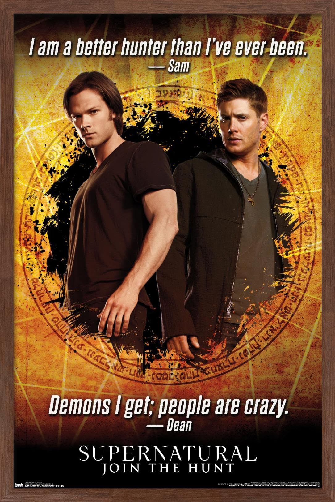 Supernatural TV Show Quotes Wall Poster - 14.725 x 22.375 Inches Mahogany Framed Art Print - Perfect for Home Decor, Office, Bedroom & Gift for Fans