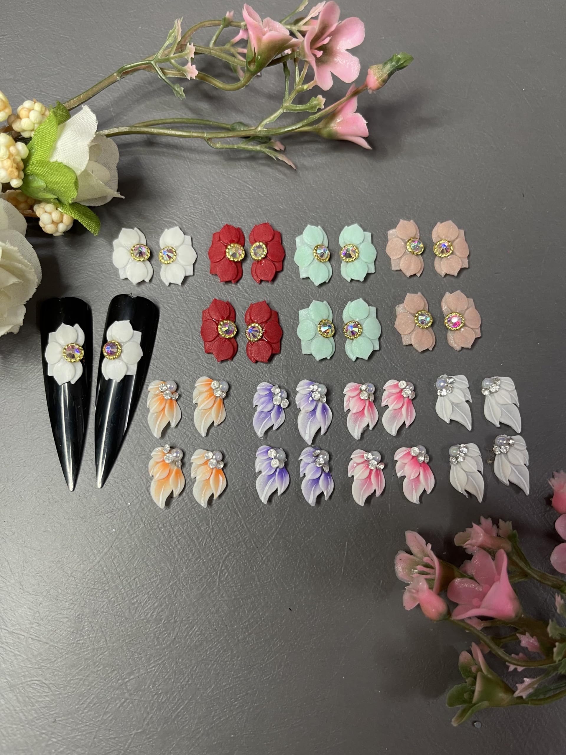 100Pcs Handmade 3D Acrylic Nail Art Flowers Set - White Artificial Floral Decorations for DIY Nail Designs, Manicure Salon Supplies & Home Crafts (Box5#-100PCs) | Perfect for Bridal Nails, Party Looks, Gel Polish Extensions & Creative Gift Ideas