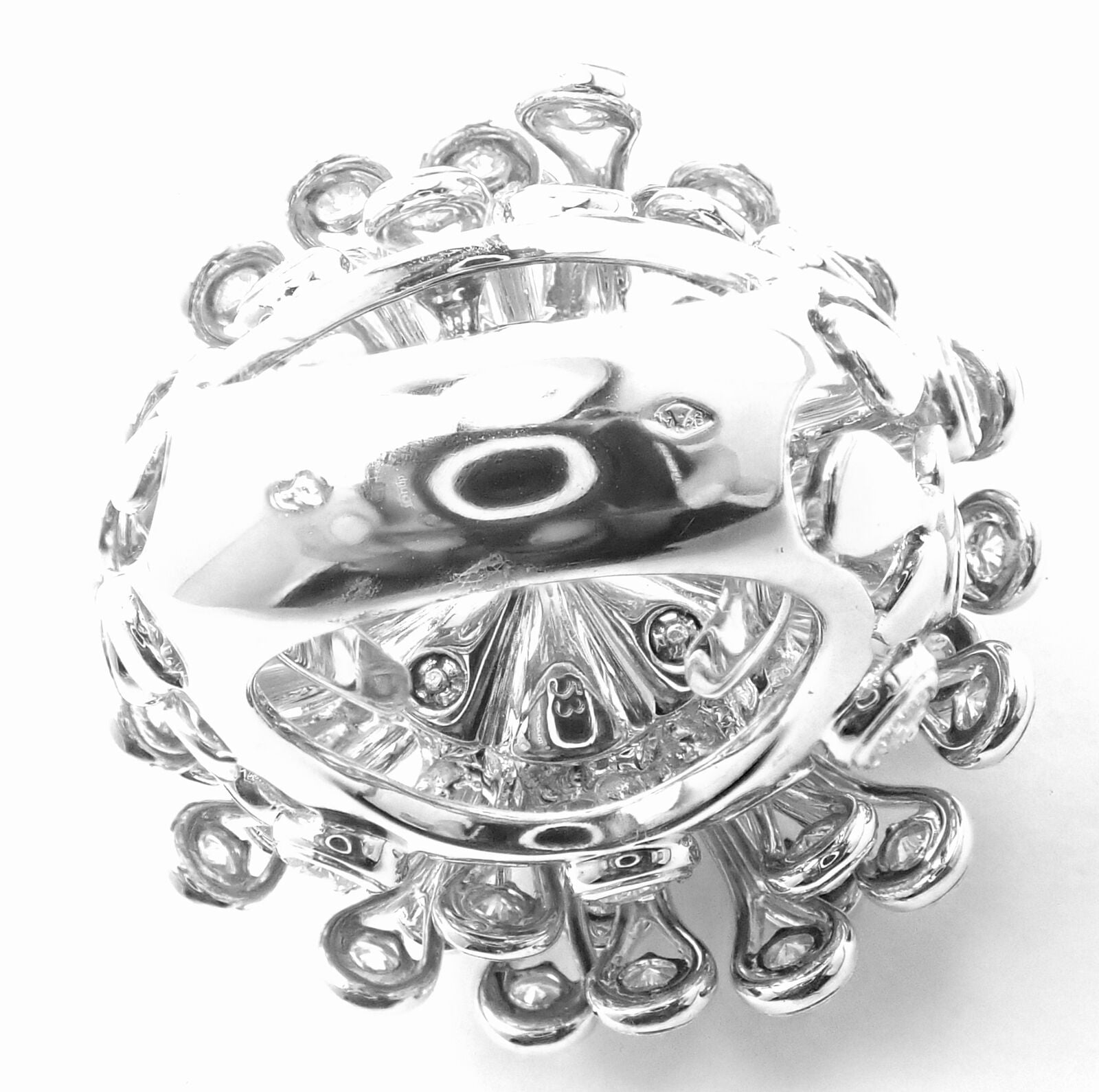 Authentic Christian Dior 18k White Gold 6.5 Carat Diamond Large Flower Ring - Luxury Jewelry for Weddings, Anniversaries & Special Occasions