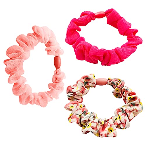 AMOR SPES 3-Pack Hair Scrunchies for Women & Girls - Soft Elastic Hair Ties, Summer Hair Bands & Hair Accessories (Pink) - Perfect for School, Workout, and Everyday Styling