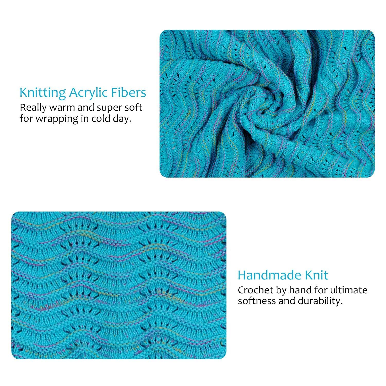 Mermaid Tail Blanket for Women & Teens - Soft Cozy Blue Green Sequin Scale Design - Perfect for Bedroom, Lounge, Movie Nights & Photo Shoots