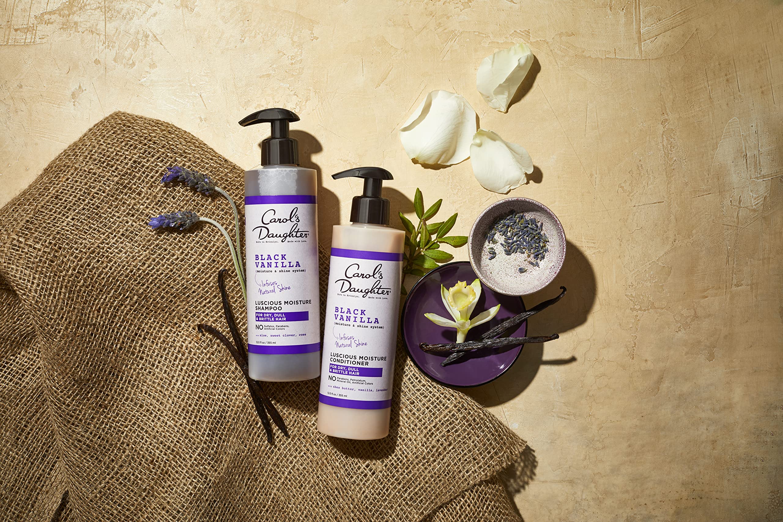 Carol’s Daughter Black Vanilla Sulfate-Free Hair Care Set - Hydrating Shampoo, Conditioner & Leave-In Spray for Dry, Damaged, Natural Curly Hair - Infused with Shea Butter, Aloe & Rosemary - Perfect for Daily Moisturizing & Revitalizing Curls at Home or Salon