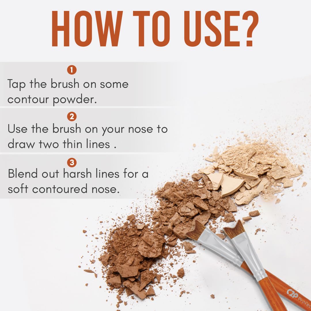 C2P PRO Nose Contour & Multi-Purpose Makeup Brush - V-Shape Design for Jawline, Cheeks, Eyeshadow & Forehead Blending - Professional Wooden Handle Makeup Brush for Flawless Contouring & Highlighting (Perfect for Daily Makeup & Professional Beauty Routines)