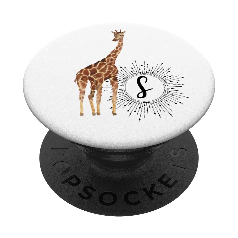 Personalized Giraffe Monogram Letter S PopSockets Phone Grip & Stand - Cute Gift for iPhone, Samsung, iPad - Perfect for Travel, Work & Daily Use