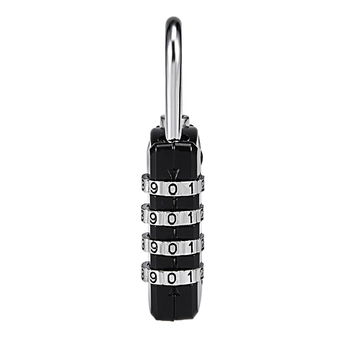 uxcell 4 Digit Combination Padlock - 4mm Zinc Alloy Shackle, Waterproof & Durable Security Lock for Gym Lockers, Fences, Suitcases, Travel & Outdoor Use - Black