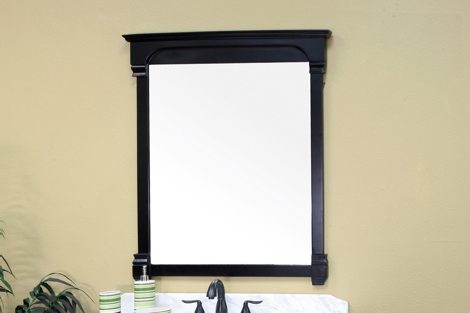 42-Inch Solid Wood Frame Mirror in Espresso - Modern Wall Mirror for Bedroom, Living Room, Bathroom & Entryway Decor