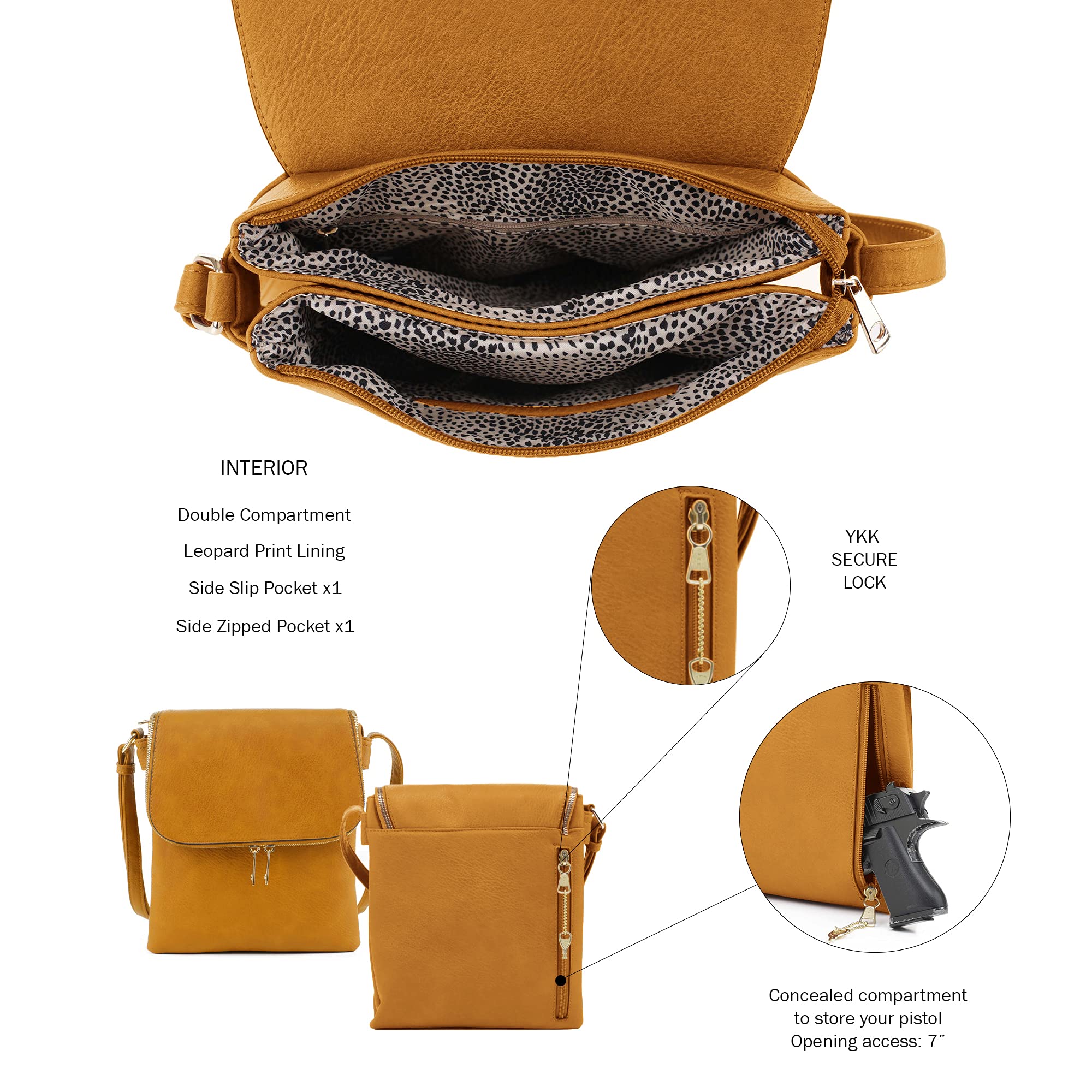 JESSIE & JAMES Cheyanne Concealed Carry Crossbody Purse with Lock & Key - Secure Anti-Theft Bag for Women's Everyday Use, Travel & Shopping