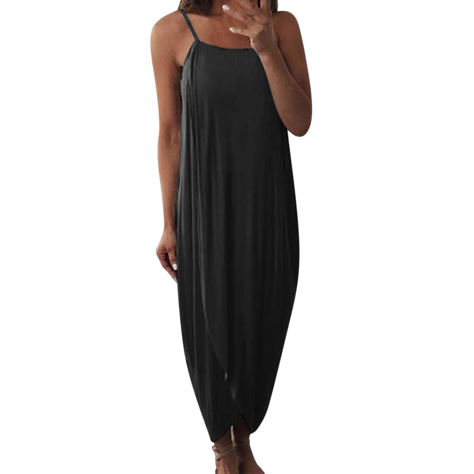 Women's Halter Maxi Dress - Sleeveless Summer Beach Cover Up, Flowy Casual Long Dress for Vacation, Pool Party & Outdoor Activities