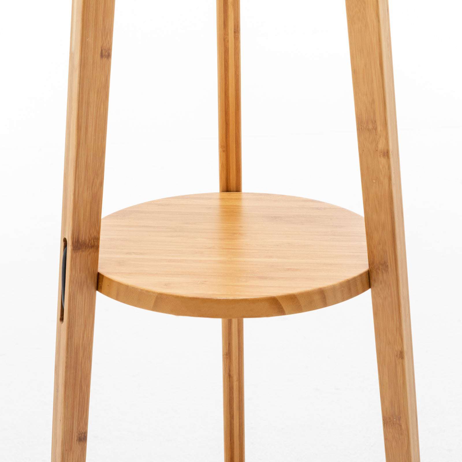 168cm Tall Modern Bamboo Wooden Tripod Floor Lamp with Linen Shade and Shelves - Perfect for Living Room, Bedroom, or Office Lighting Decor