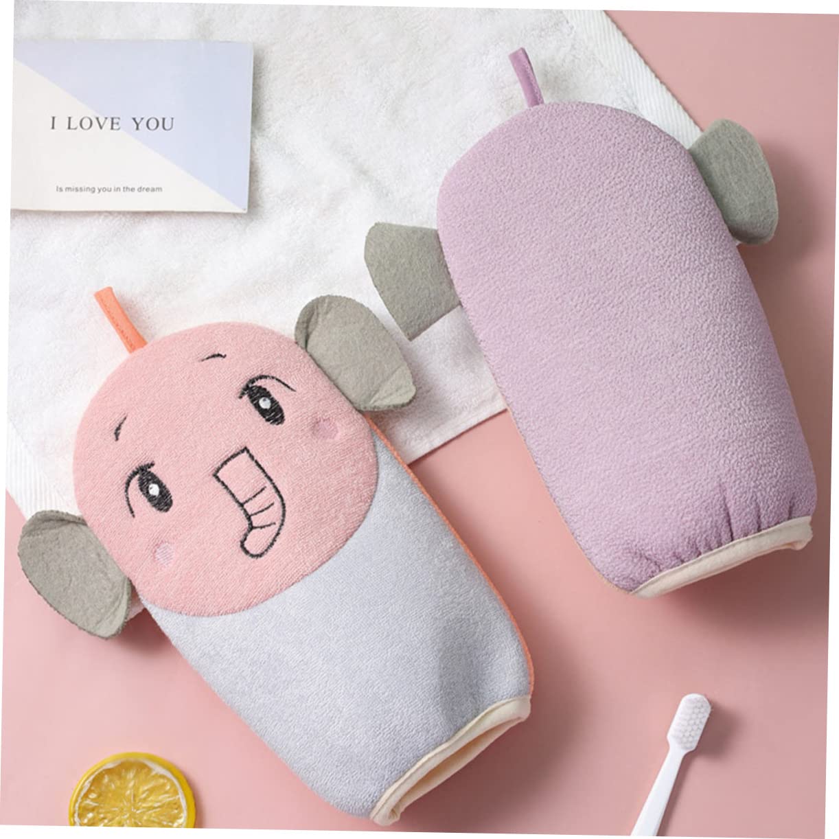 Exfoliating Bath Gloves for Kids - Soft Shower Scrubbers for Boys & Girls, Gentle Exfoliation & Foaming, Set of 2 - Perfect for Sensitive Skin & Daily Shower Routine