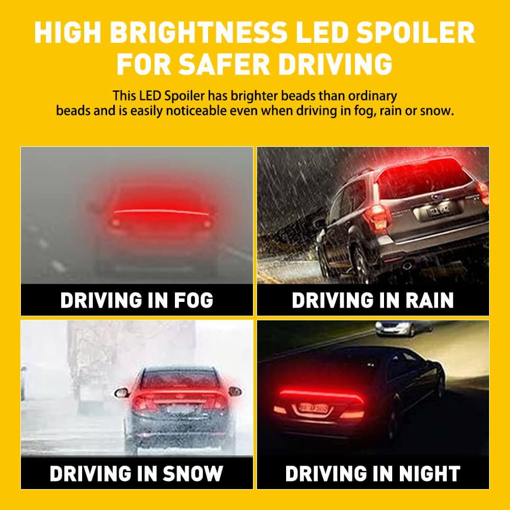 1.18 Meters Carbon Fiber LED Car Tail Brake Light Bar Strip - Rear Spoiler Lip Trim for Enhanced Visibility & Style | Perfect for Night Driving & Custom Car Mods