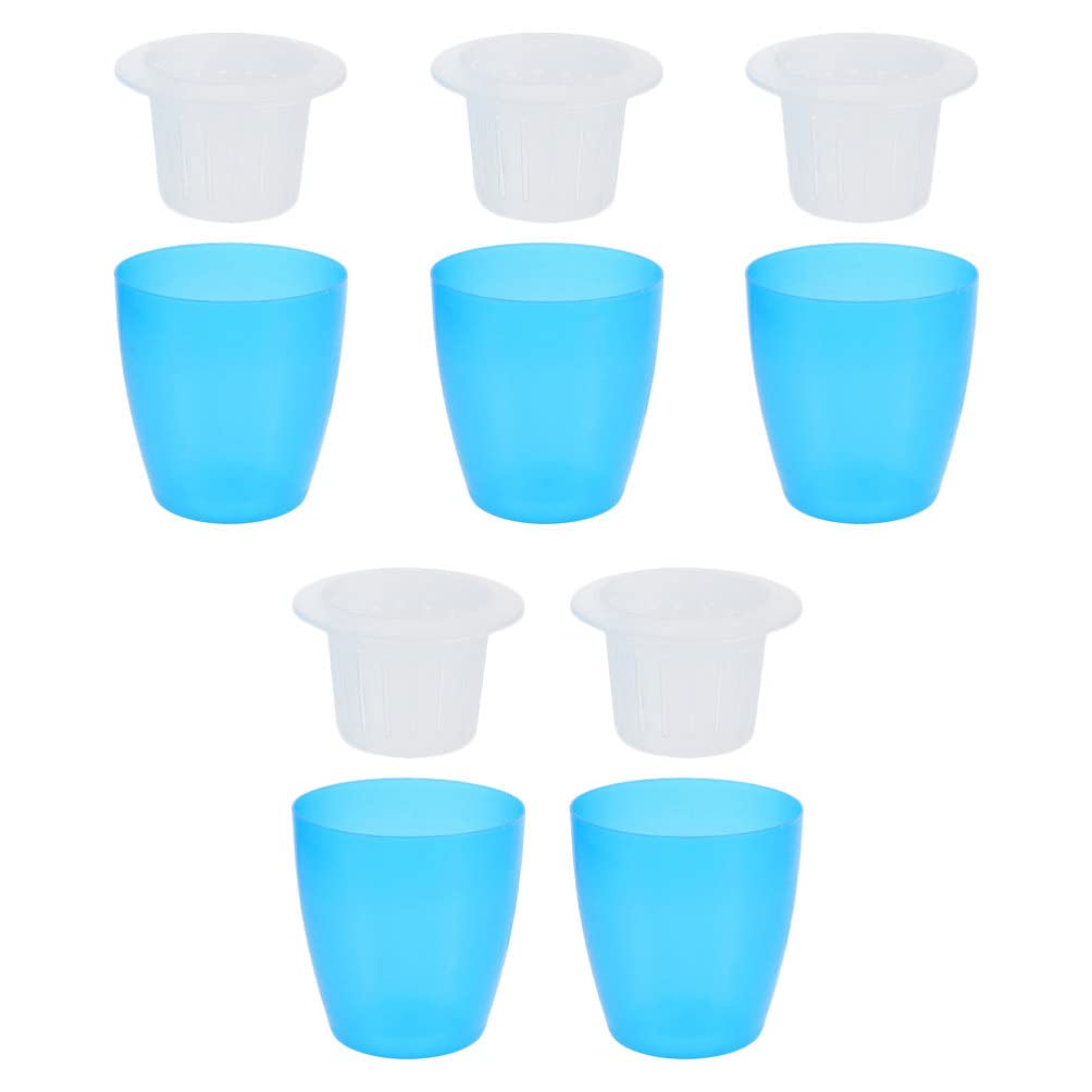 Yardwe 5-Pack Self Watering Plant Pots - Automatic Watering System for Indoor Plants, Succulents, Cactus & Air Plants - Blue Flower Pots for Home, Office, Balcony & Garden Decor