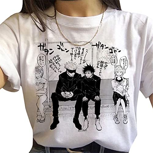 Jujutsu Kaisen Anime T-Shirt for Women - Satoru Gojo, Yuji Itadori, Megumi Fushiguro & Nobara Kugisaki Character Graphic Tee | Casual Summer Cotton Shirt for Anime Fans, Cosplay & Everyday Wear