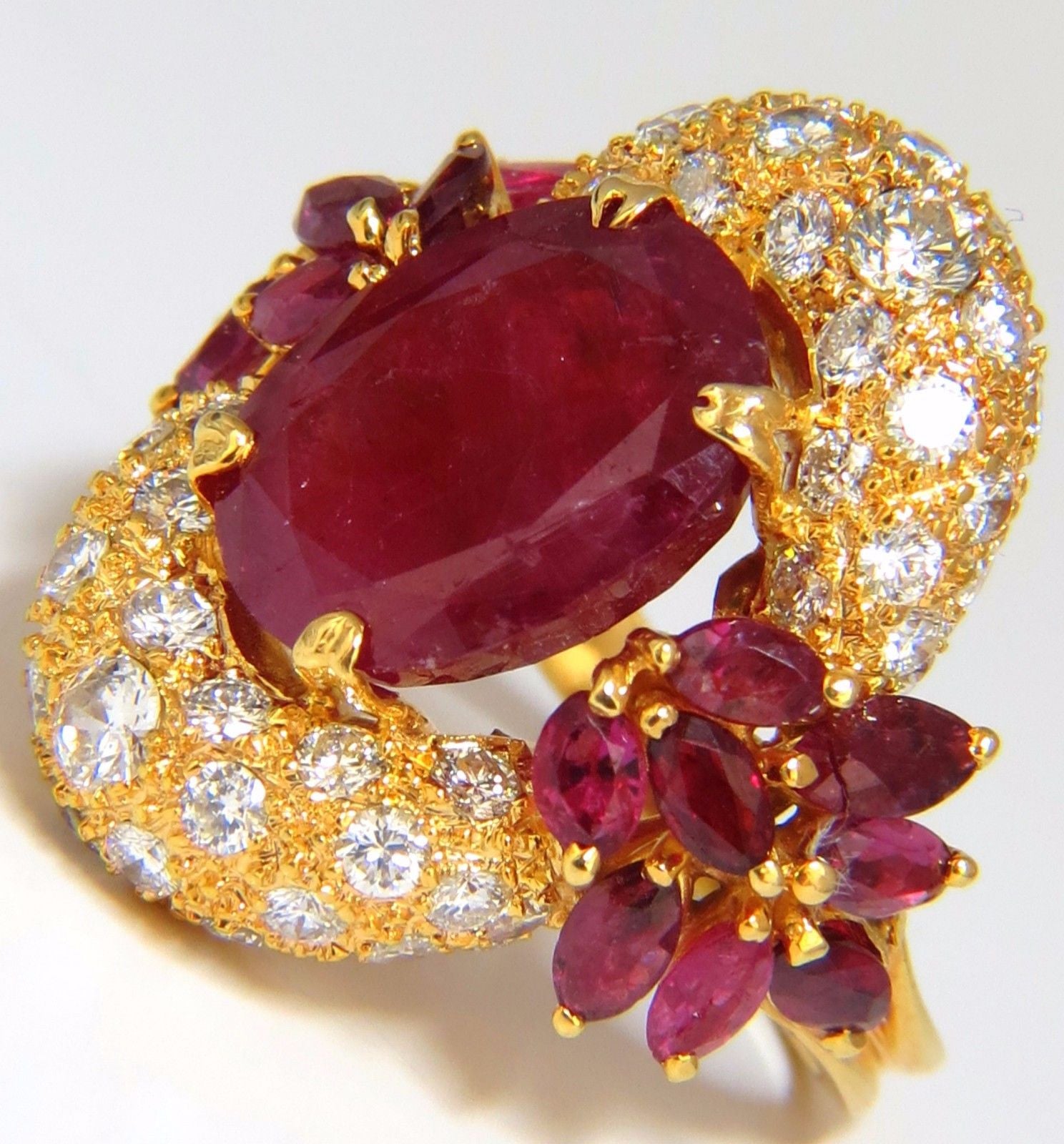 11.00CT Natural Oval Red Ruby & Diamond Cocktail Ring in 14K Gold - Elegant Jewelry for Parties, Weddings & Special Occasions