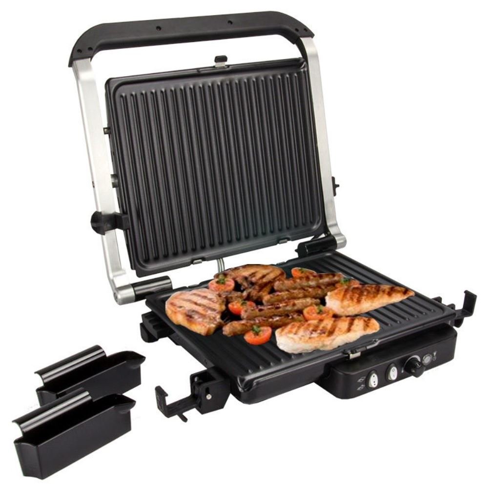 1805301U 12x10 Inch Electric Countertop Grill - 120 Sq.In Non-Stick Surface for Home Kitchen, Perfect for Indoor Grilling, Paninis, Sandwiches & Breakfast Cooking