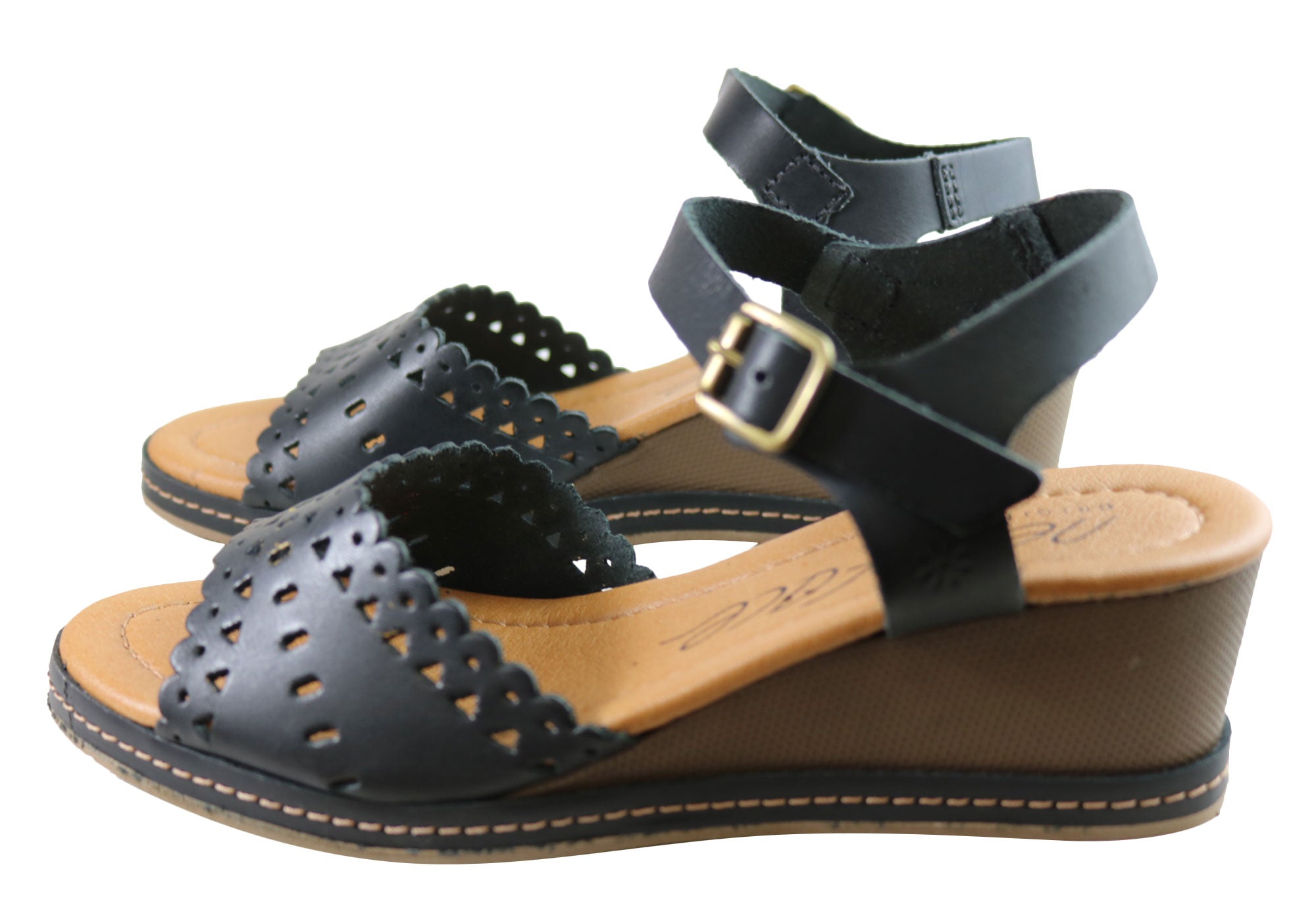 Dorita Women's Leather Wedge Sandals - Handmade in Brazil - Comfortable & Stylish Summer Shoes for Beach, Vacation & Casual Outings