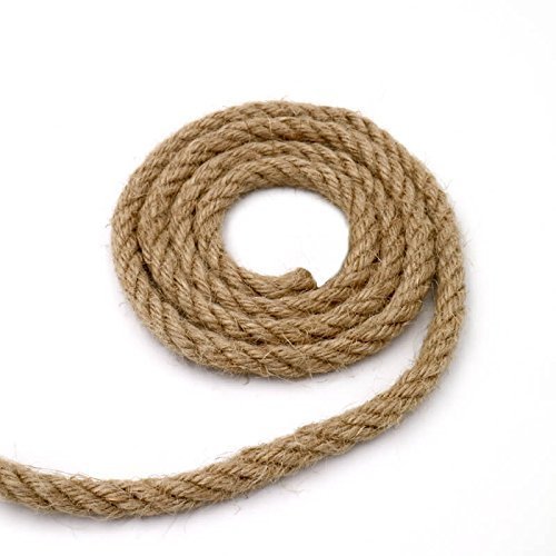 100% Natural 8mm Thick Jute Hemp Rope - 32 Feet Strong DIY Craft Twine for Arts & Crafts, Christmas Gift Wrapping, Cat Scratching Post, Bundling, and Floral Arrangements | Eco-Friendly Brown Twine for Home Decor and Gardening Projects