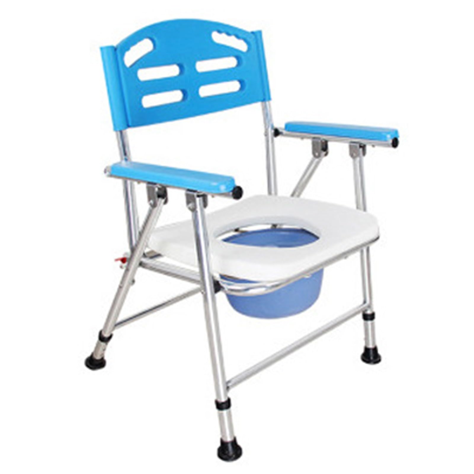 Portable Shower Commode Chair with Potty - Folding Toilet Chair for Elderly, Disabled & Pregnant Women - Adjustable Height with Armrests & Backrest - Home & Hospital Use for Bathroom Safety & Mobility Assistance