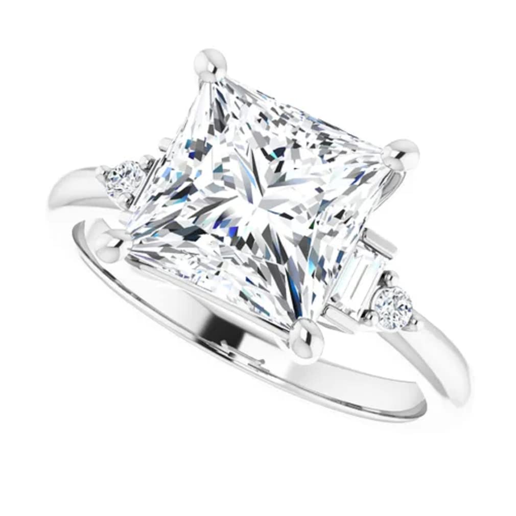 3 CT Princess Cut Colorless Moissanite Engagement Ring for Women - Sterling Silver/Solid Gold Wedding Band Set - 4-Prong Solitaire Bridal Ring - Perfect for Proposals, Anniversaries & Special Occasions