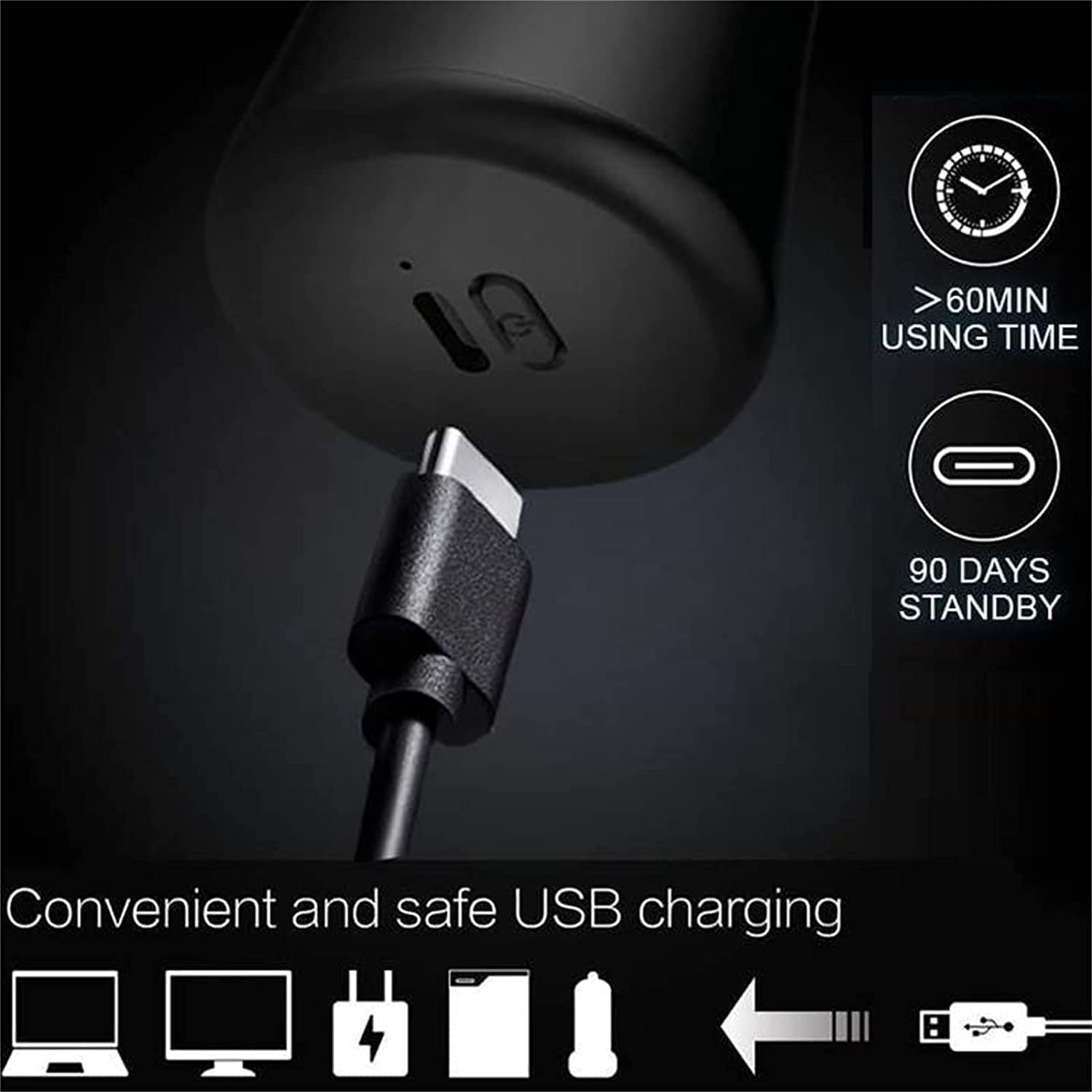 Portable Electric Razor for Men - USB Rechargeable, Waterproof & Silent Travel Shaver - Pocket Size Washable Beard Trimmer - Perfect Gift for Boyfriend, Husband, Father - Ideal for Travel, Gym & Daily Use (Black)