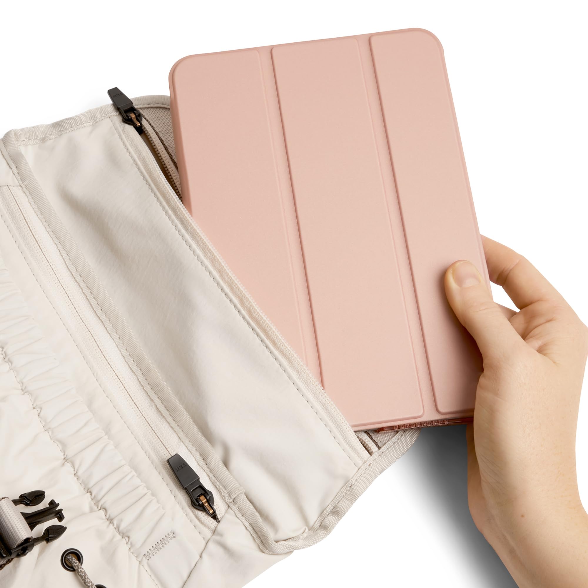Bellroy Cinch Mini Messenger Bag - 6L Lightweight Compact Shoulder Bag with Water-Resistant Fabric & Effortless Organization - Oat Color - Perfect for Travel, Work & Everyday Carry