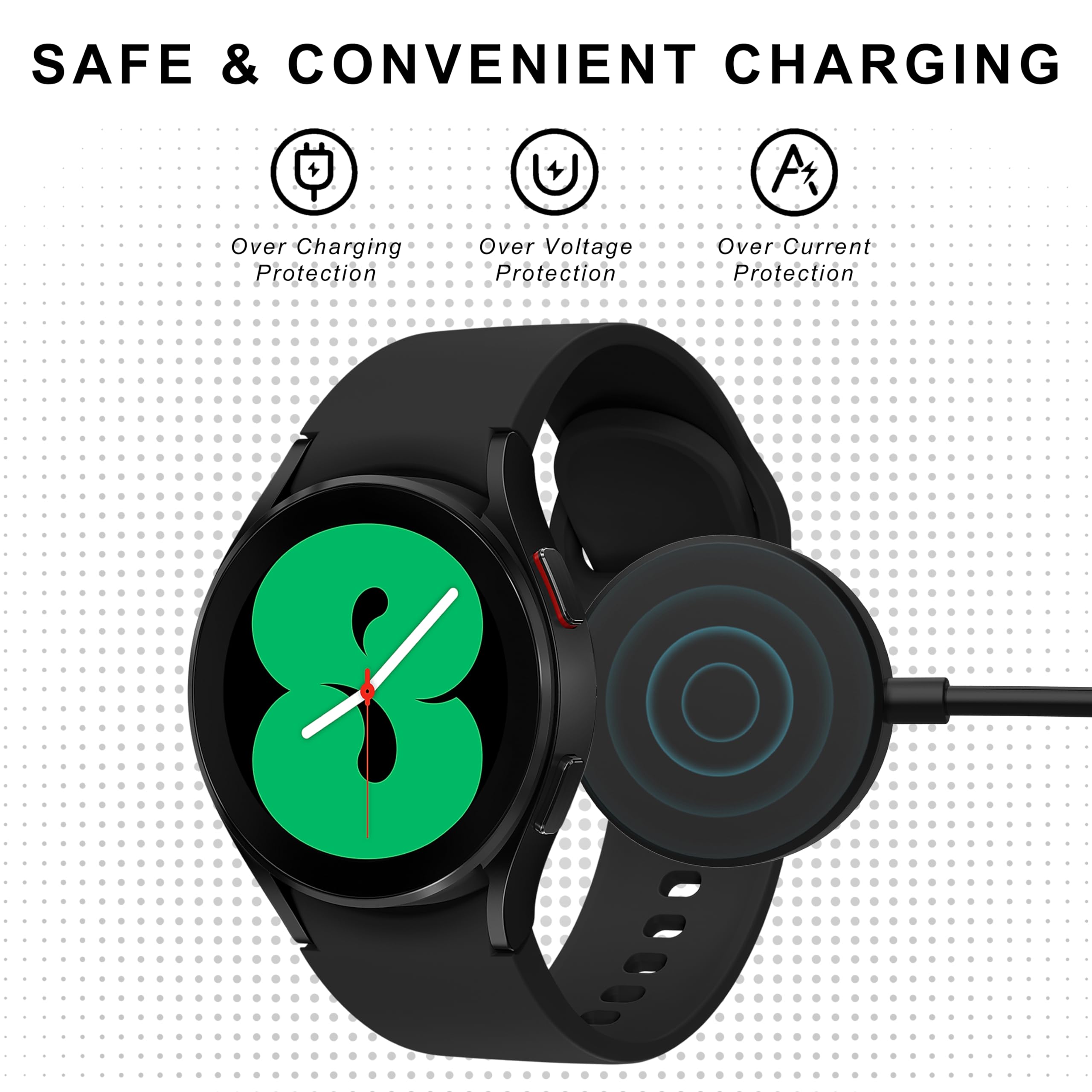 2-Pack Wireless Charger Cable for Samsung Galaxy Watch 6/6 Classic/5/5 Pro/4/4 Classic/3/Active - 3.3ft Replacement Charging Dock (Black) | Perfect for Home, Office & Travel Use