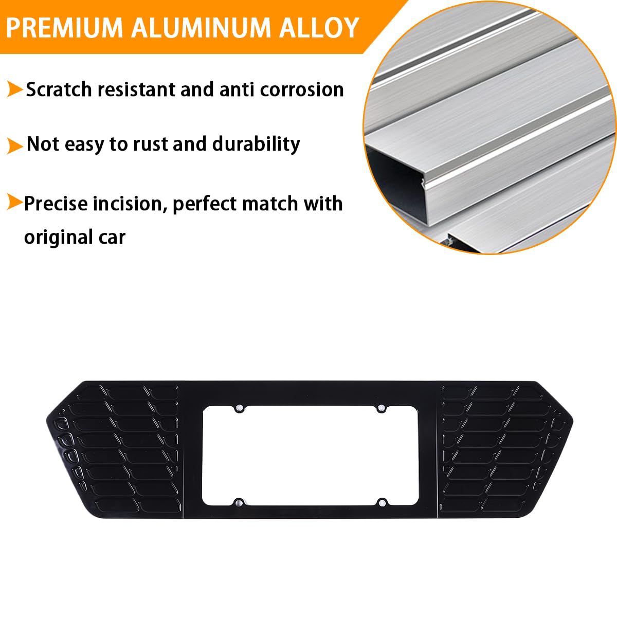 Chevrolet Corvette C8 2020-2025 Rear License Plate Frame - Durable Aluminum License Plate Cover with Grill Vent Insert, Black Trim Accessories - Perfect for Car Shows & Custom Vehicle Upgrades