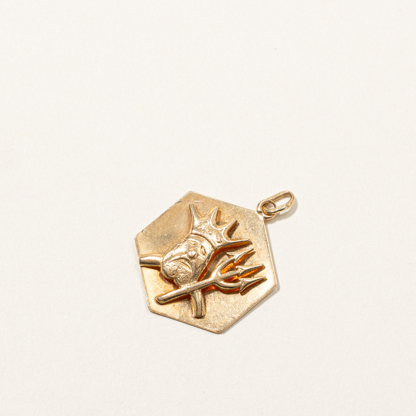 14K Yellow Gold Poseidon Necklace Pendant for Men - Greek Mythology Inspired Jewelry Gift for Diving, Beach & Ocean Lovers