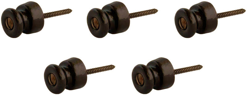 5 Pack Brown Porcelain/Brass Isolator Knob - No Brass Screw Included - Perfect for Vintage Electrical Fixtures and DIY Home Renovations