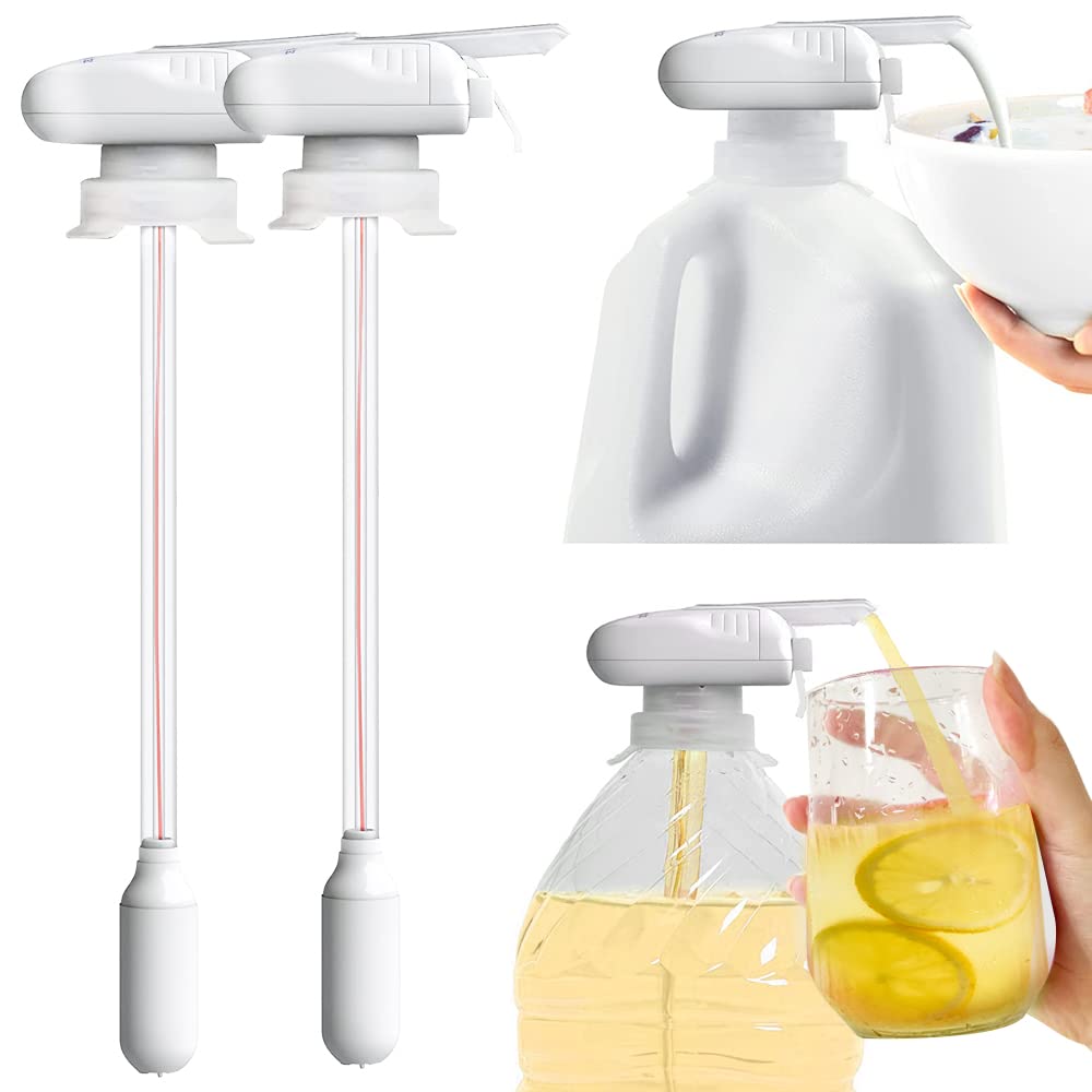 Electric Automatic Milk Dispenser Pump for Gallon Jugs - Hands-Free Fridge Milk Dispenser with Anti-Overflow Design - Perfect for Kitchen, Coffee Shops & Breakfast Stations (2-Pack)