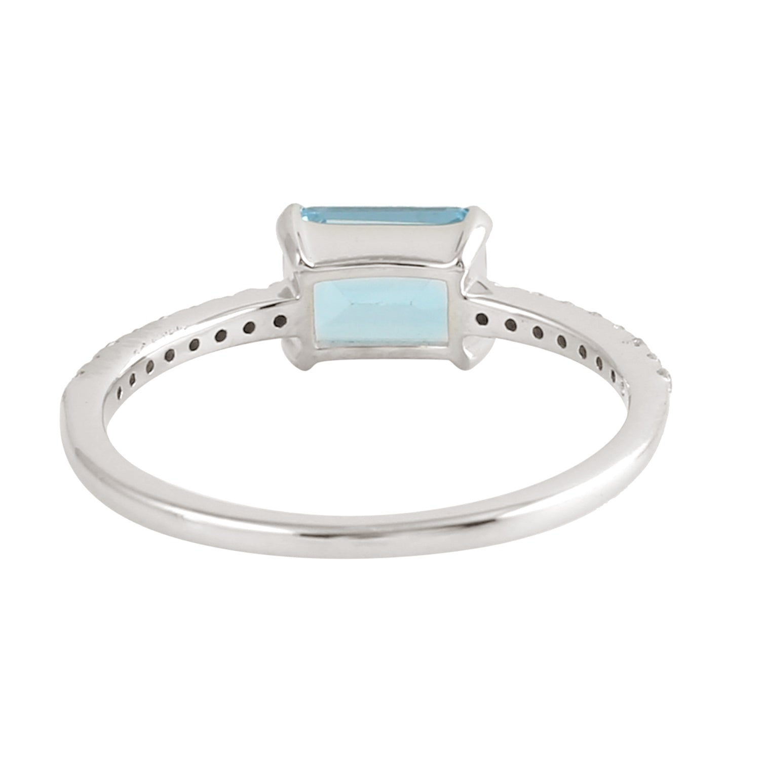 Exquisite 18K White Gold Blue Topaz Gemstone Ring with Pave Diamond Accents | Perfect for Engagement, Anniversary & Special Occasion Gifts