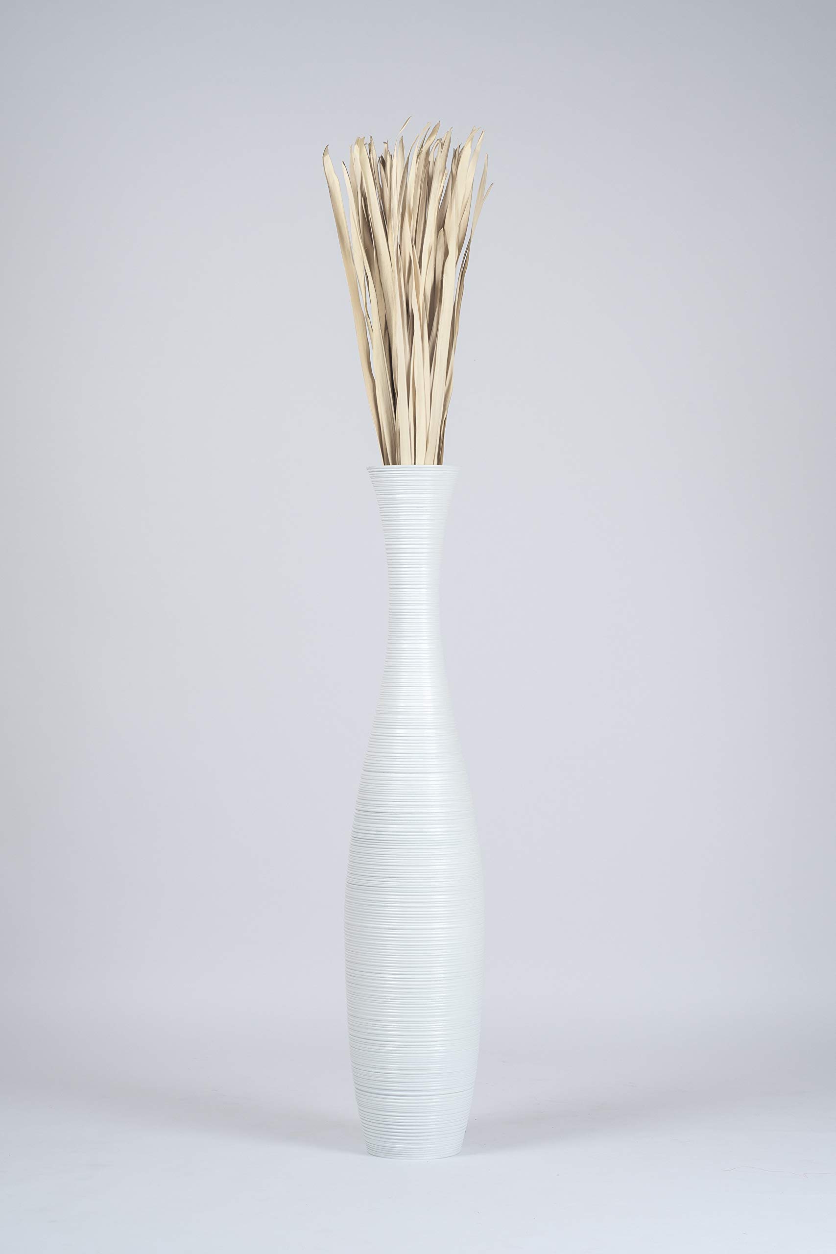 Large White Wooden Floor Vase - 41 Inch Tall Farmhouse Decor for Flowers, Fake Plants & Pampas Grass - Perfect for Living Room, Bedroom & Entryway Decor