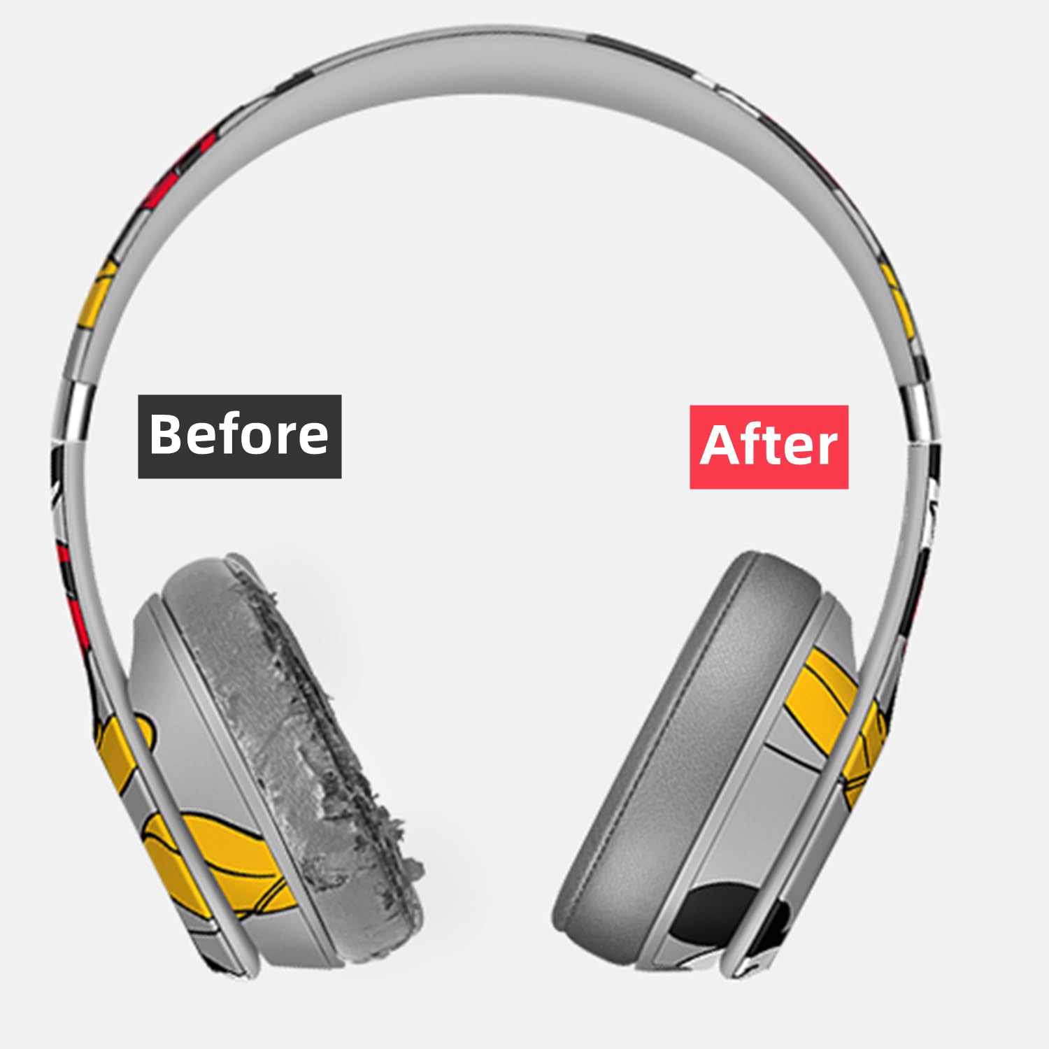 Replacement Earpads for Beats Solo 2 & Solo 3 Wireless Headphones - Soft Leather Memory Foam Ear Cushions (Grey) - Perfect for Gaming, Workouts & Travel Comfort