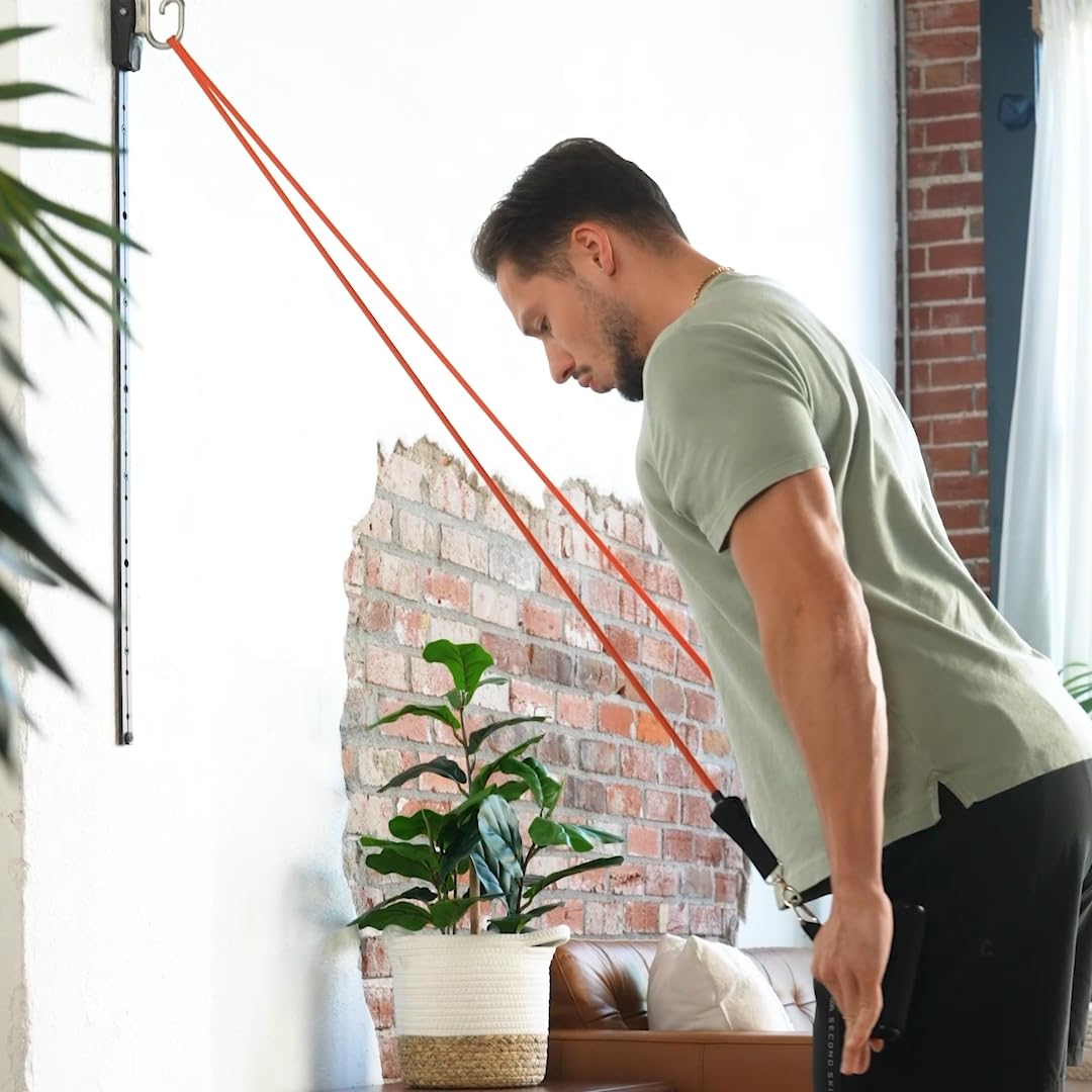 Kinetic Bands Space Saver Gym - Home Workout Resistance Bands Set with Wall Anchor, 2 Rails & 2 Rail Cars | Portable Exercise Equipment for Strength Training, Yoga, and Physical Therapy | Perfect for Small Spaces & Home Gym