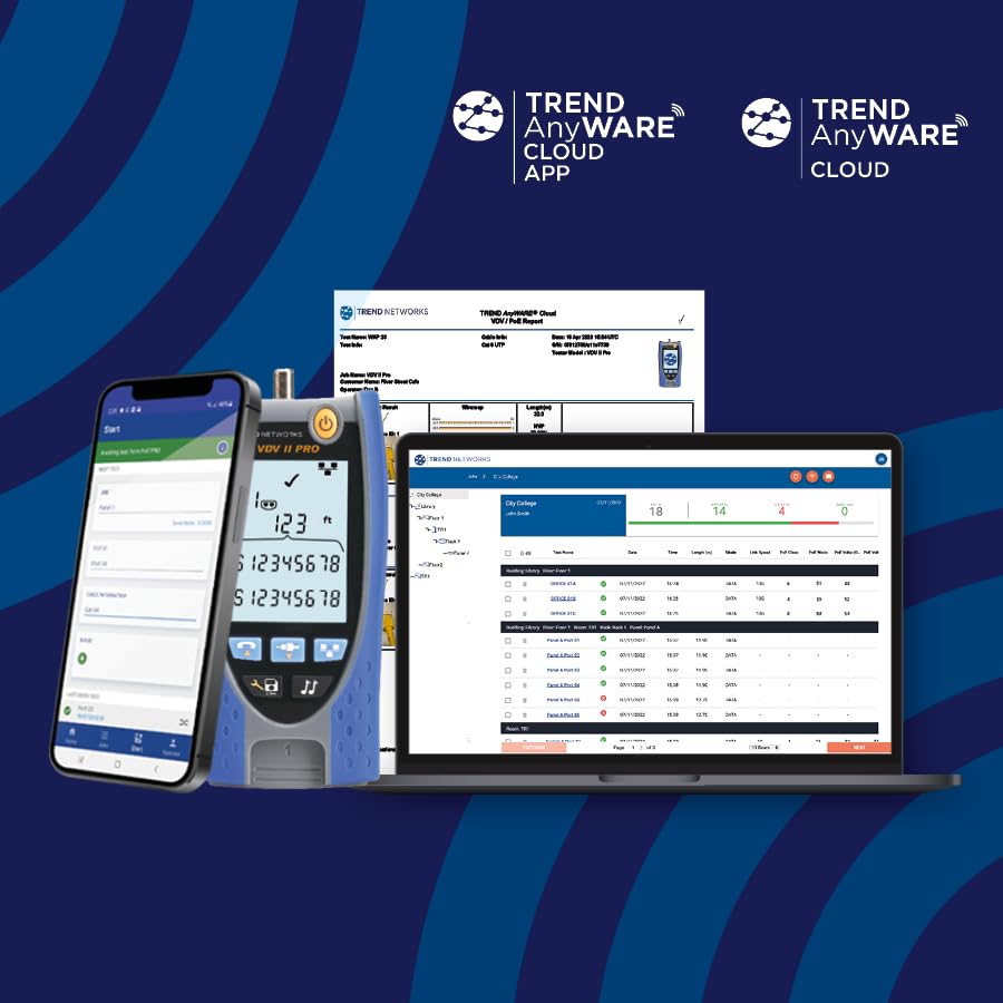 TREND Networks R158007 VDV II Basic Cloud Connected Cable Verifier - Voice, Data & Video Copper Cable Tester with Advanced Wiremap & Troubleshooting | Network Installation & Maintenance Tool for IT Professionals