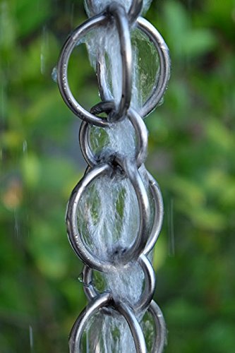 Stainless Steel Double Loop Rain Chain - 9 Feet Outdoor Garden Water Drainage Decor for Roof Gutters & Downspouts