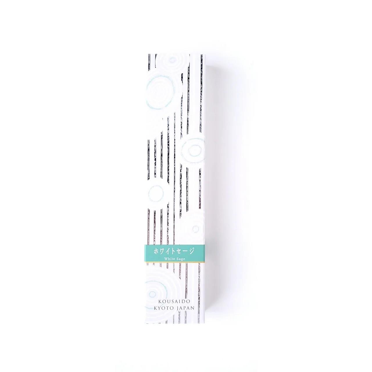 Kousaido White Sage Long Incense Sticks (40 Count) in Wooden Box - Natural Aromatherapy for Meditation, Yoga & Home Cleansing