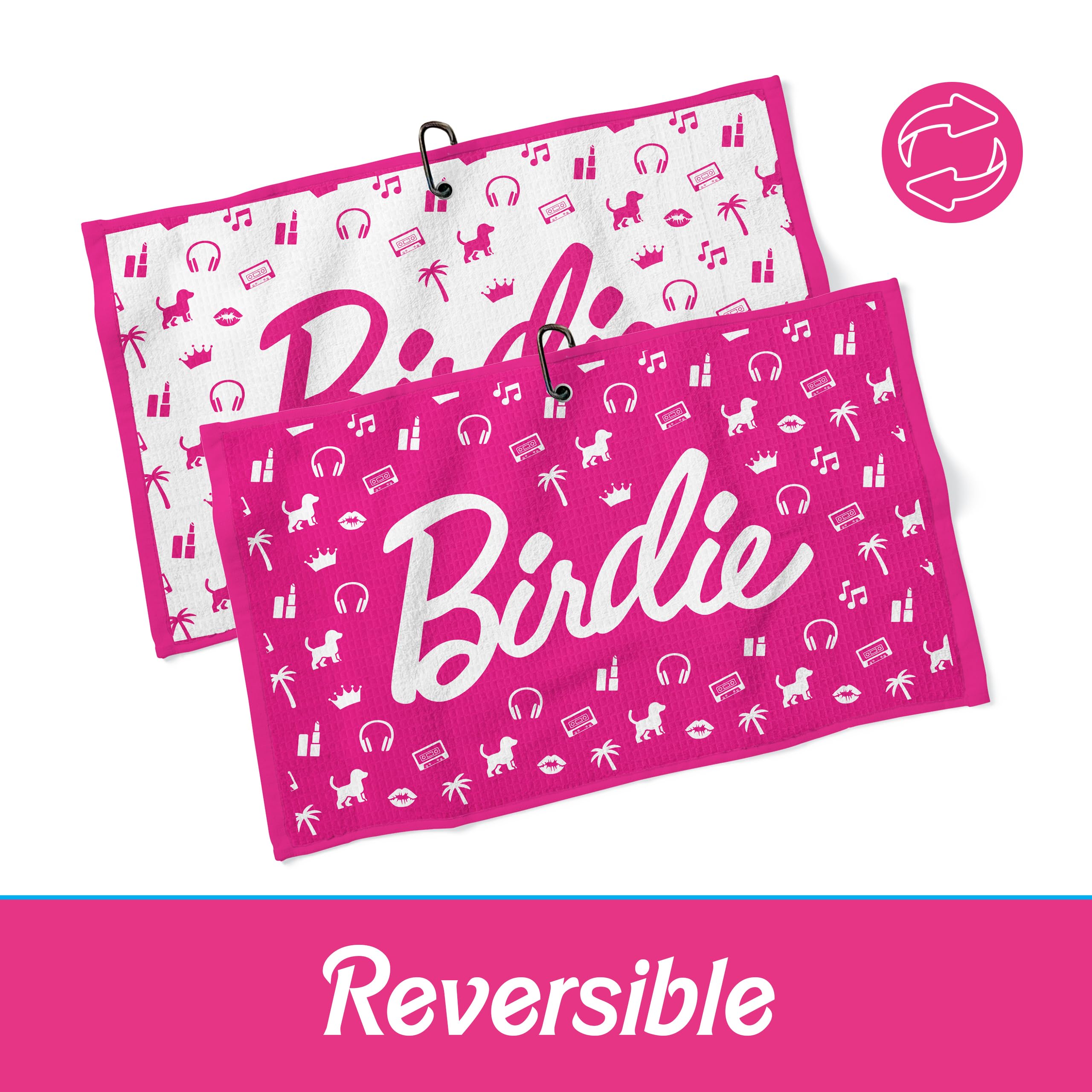 Shanker Golf - Funny Birdie Pink Microfiber Waffle Golf Towel for Women with Joke Logo - Perfect Ladies Golf Gift & Accessories - Great for On-Course Use, Practice Sessions & Tournament Play