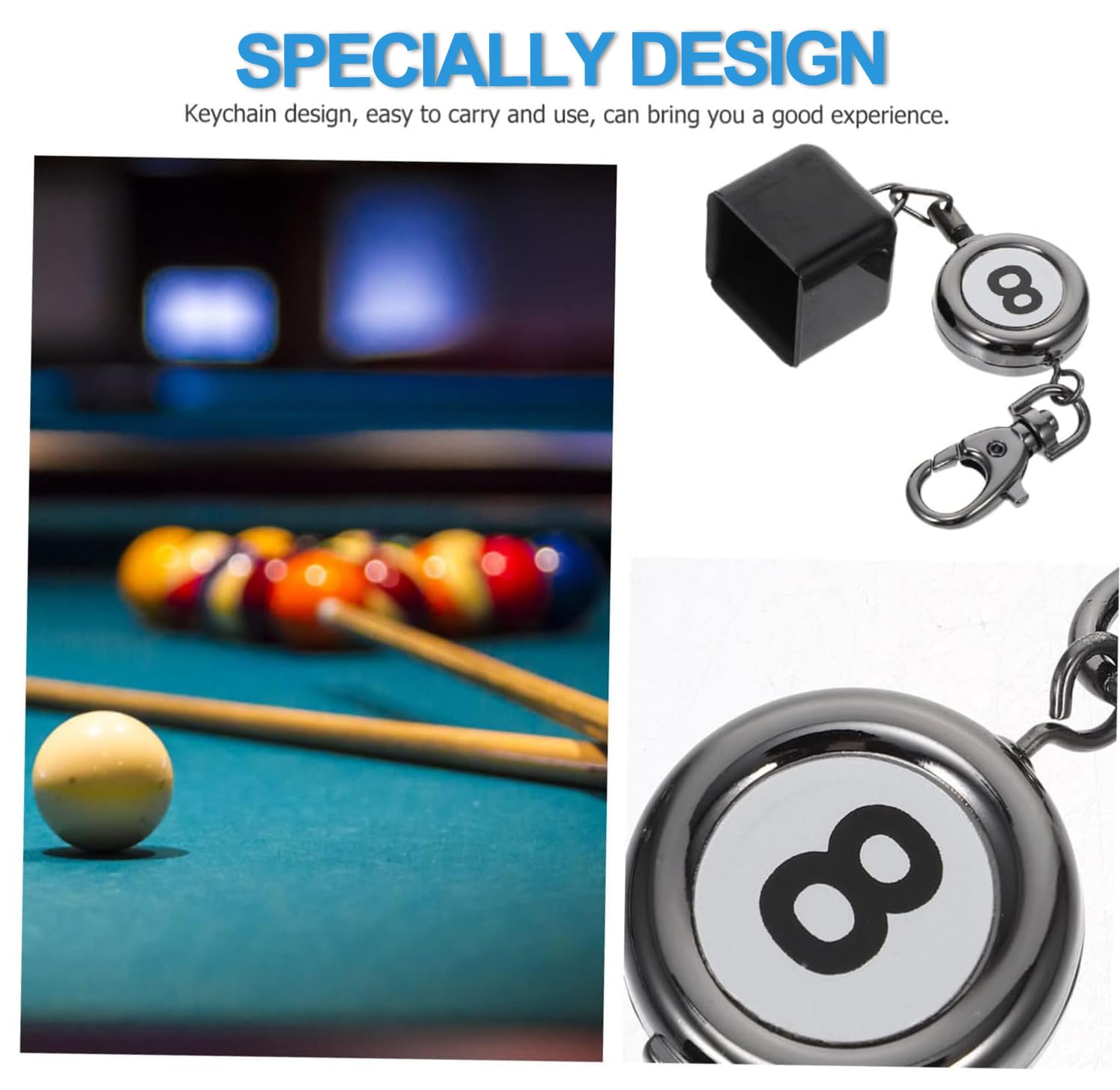Portable Billiards Cue Chalk Holder with Key Ring - Lightweight Pool Cue Chalk Case with 50cm Retractable Cord - Perfect for Pool Players & Billiards Enthusiasts - Great for Bars, Game Rooms & Home Use