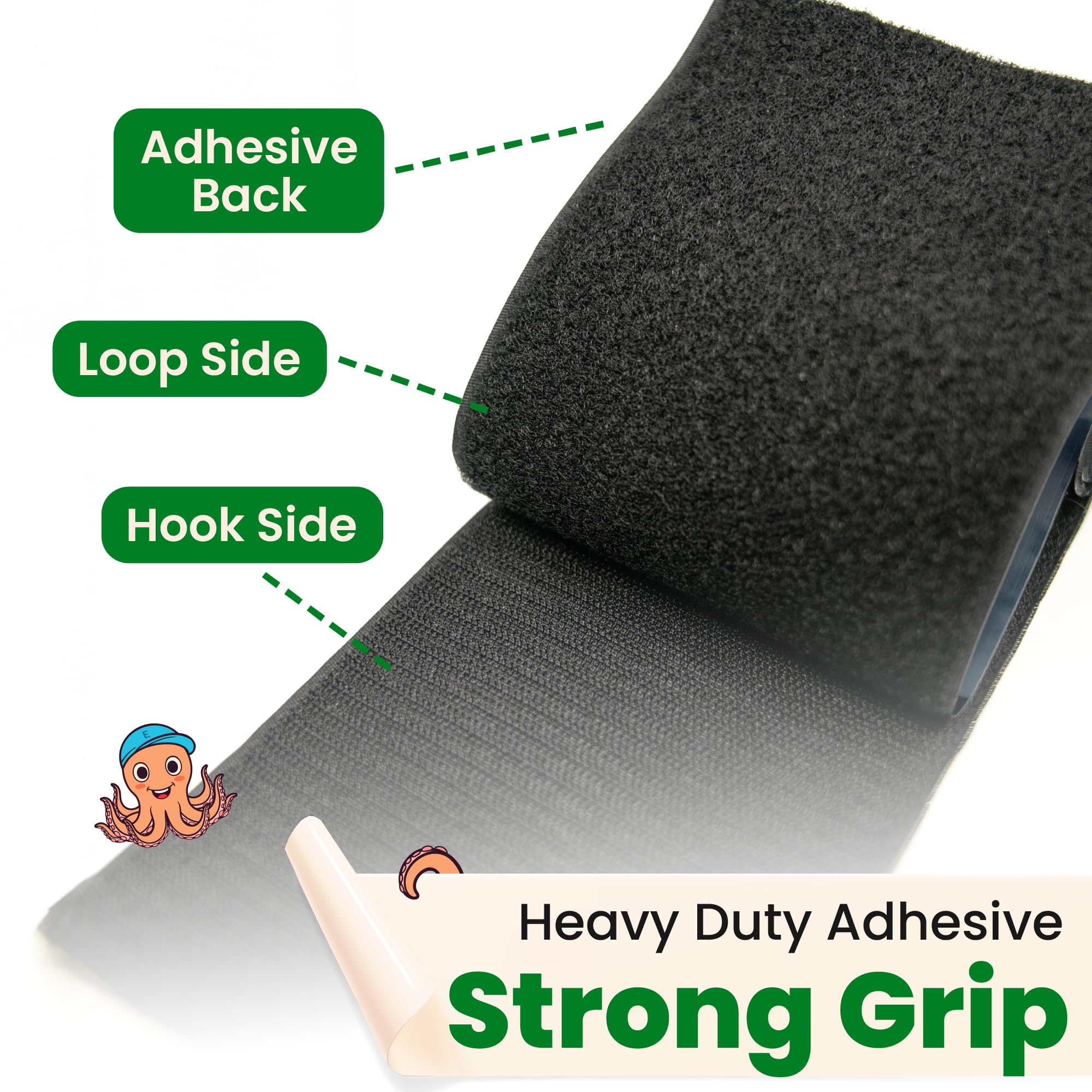 ECOHomes Heavy Duty 4 Inch x 6.5 FT Non-Slip Adhesive Hook and Loop Tape Roll - Black Sofa Cushion Gripper to Prevent Sliding for Couches, Outdoor Furniture, and Home Decor | Perfect for Securing Loose Cushions on Sectionals, Recliners, and Patio Chairs