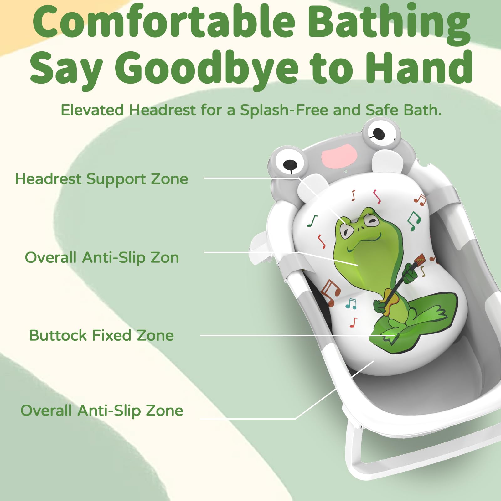 Baby Bathtub Pillow - Ergonomic & Space-Saving Bath Cushion for Newborns 0-12 Months, Soft Bathtub Pad for Safe & Comfortable Infant Bath Time - Perfect for Nursery, Home & Travel Use